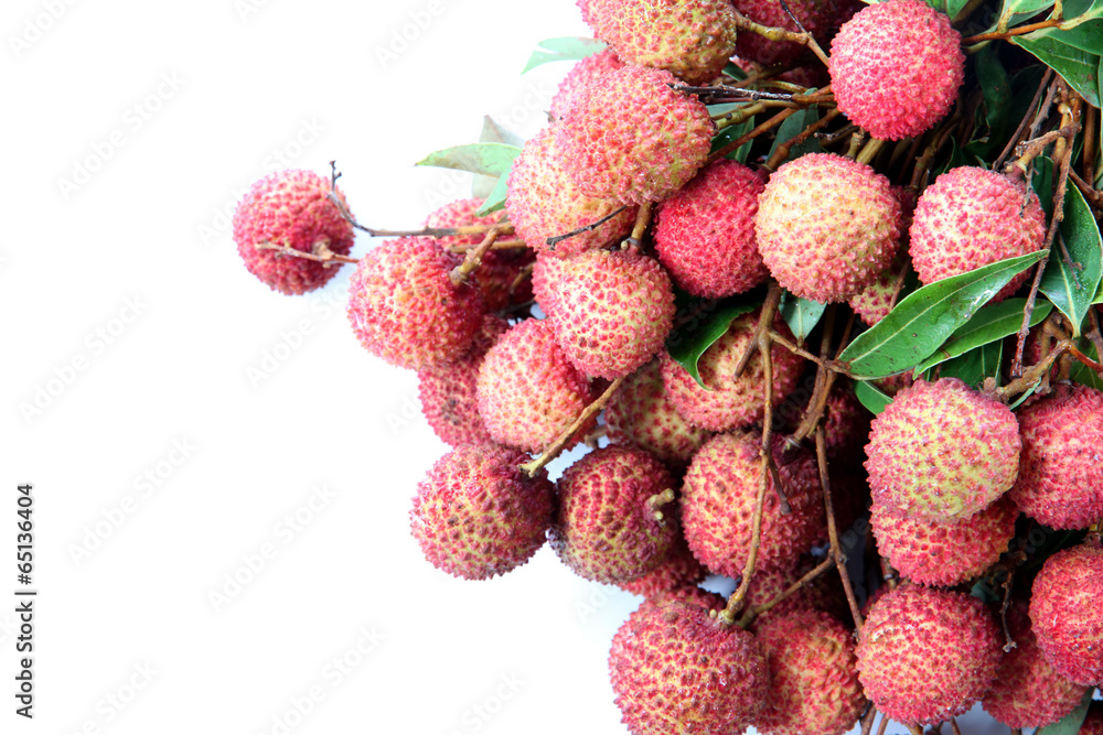 fresh lychees of isolated on white. fresh lychees of isolated on white.