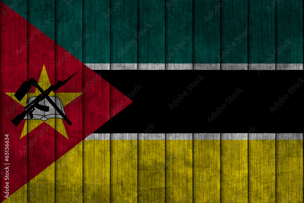 Naklejka premium Illustration with flag in map on grunge background - Mozambique