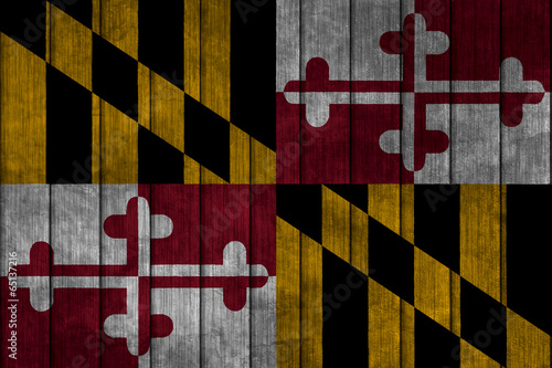 Illustration with flag in map on grunge background - Maryland