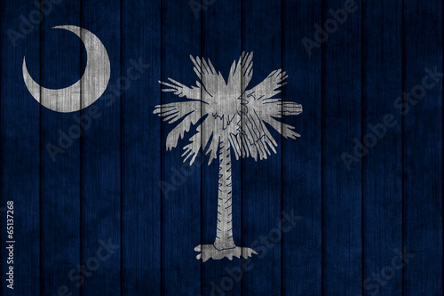 Flag in map on grunge background - South Carolina