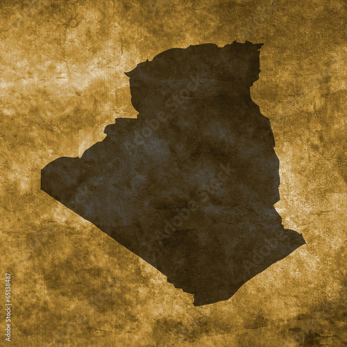 Grunge illustration with the map of Algeria