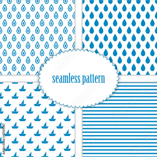 Set of seamless backgrounds with sea patterns