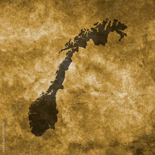 Fotografia, Obraz Grunge illustration with the map of Norway