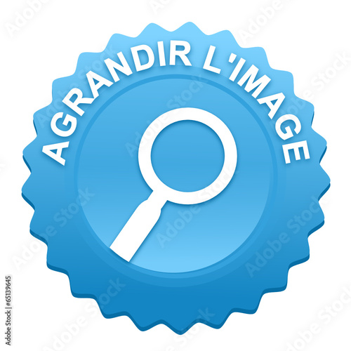 agrandir l'image sur bouton web denté bleu