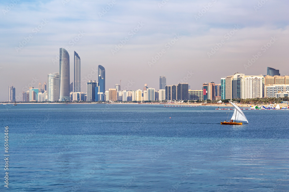 Panorama of Abu Dhabi, the capital city of United Arab Emirates