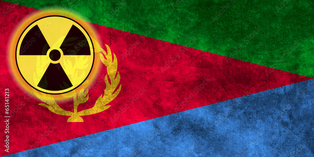 Fototapeta premium Grunge flag background with nuclear sign - Eritrea