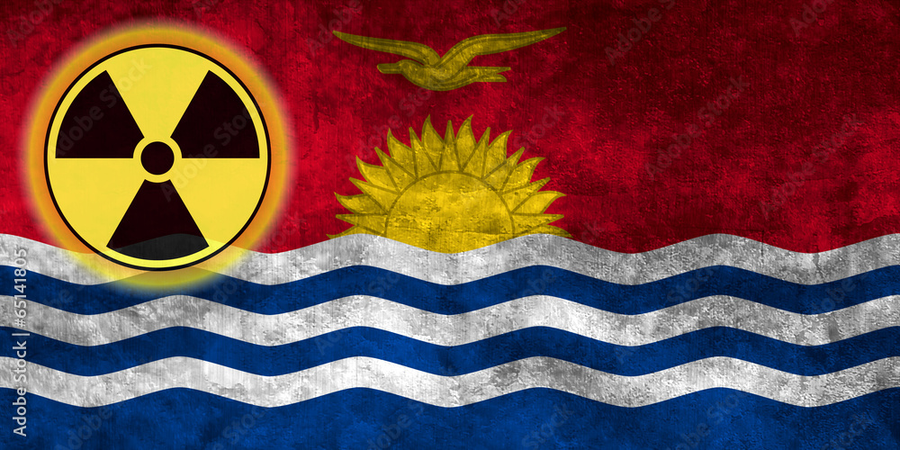 Fototapeta premium Grunge flag background with nuclear sign - Kiribati
