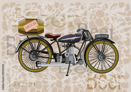 retro banner motorcycle and a keg of beer
