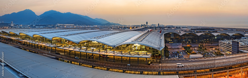 hong kong international airport sunset