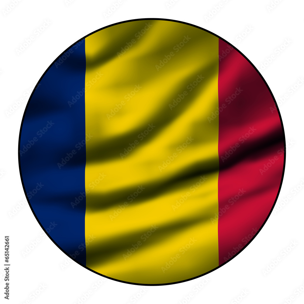 Obraz premium Illustration of a waving flag in a round circle - Chad