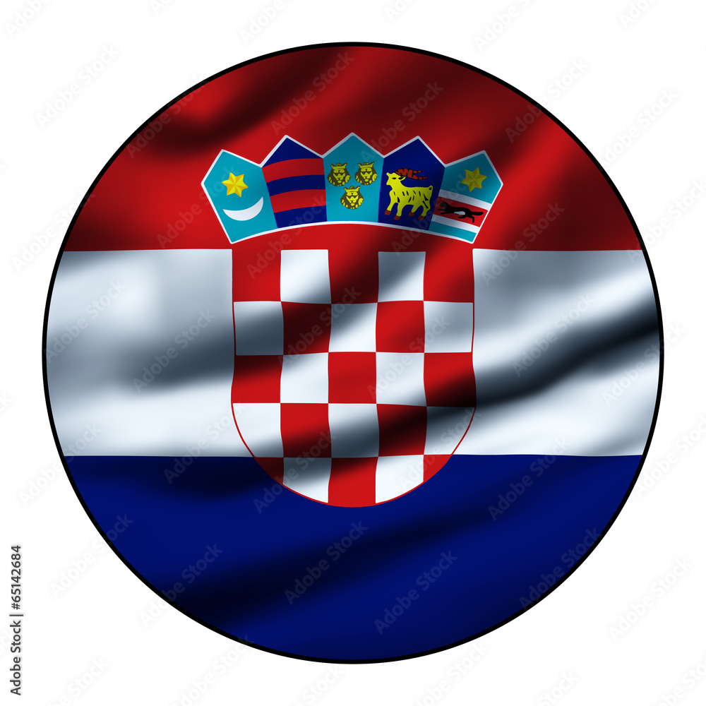 Illustration of a waving flag in a round circle - Croatia