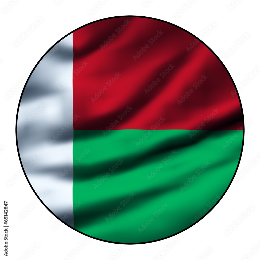 Obraz premium Illustration of a waving flag in a round circle - Madagascar