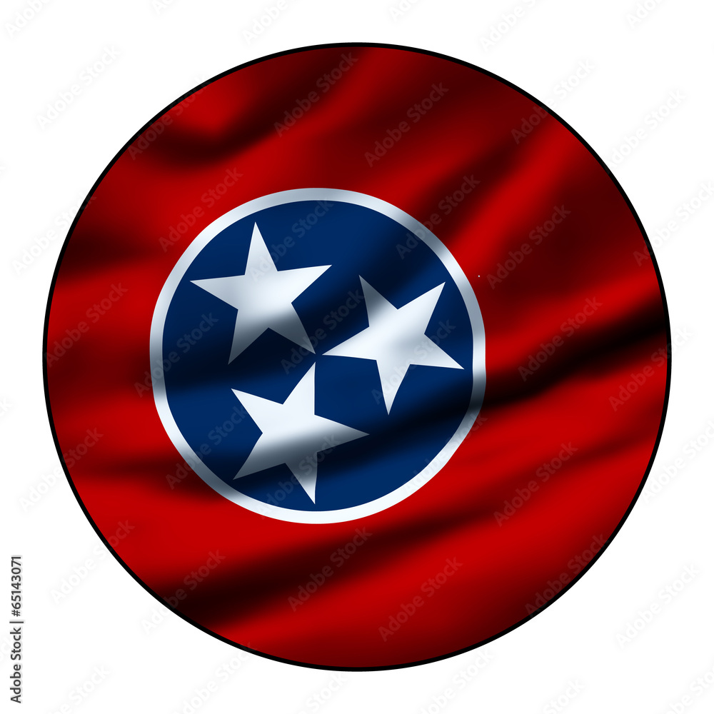 Illustration of a waving flag in a round circle - Tennessee