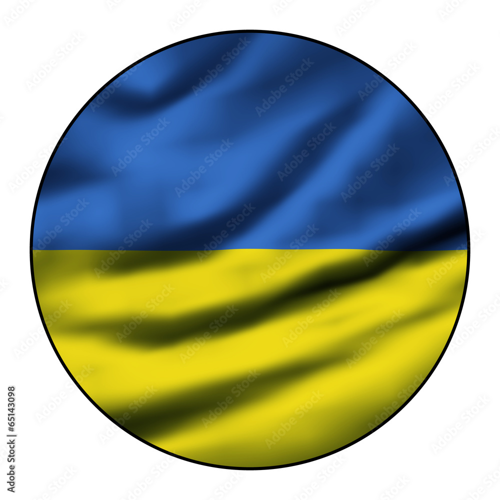 Illustration of a waving flag in a round circle - Ukraine