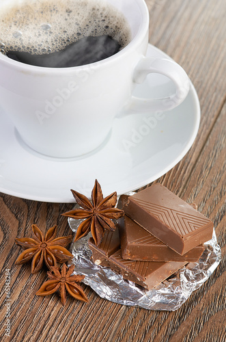 coffee with chocolate and dry breakfast