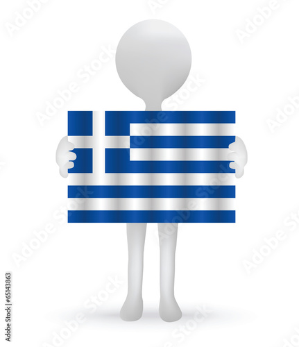 3d man hands holding a Greek flag