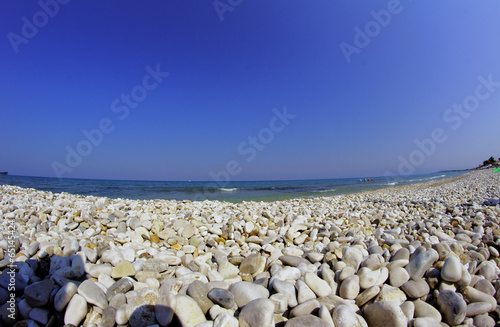 pebbles on beach in Corfu Island