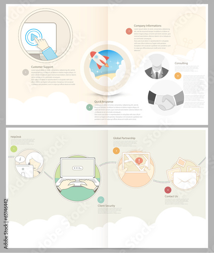 Brochure design template for business with concept icons