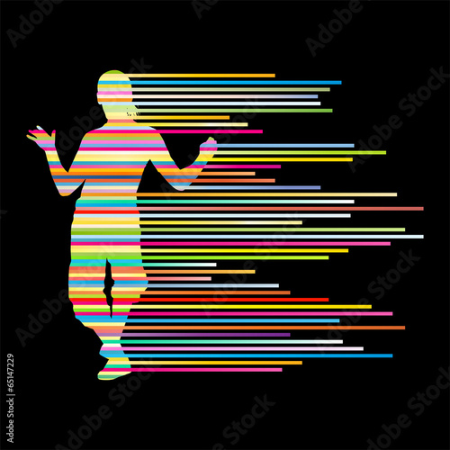Hip hop dancer silhouette vector background concept made of stri