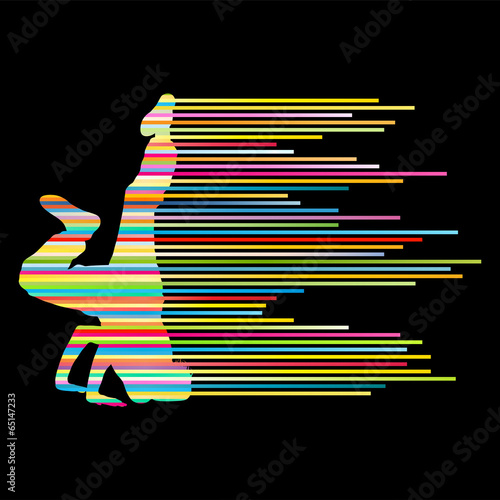 Hip hop dancer silhouette vector background concept made of stri