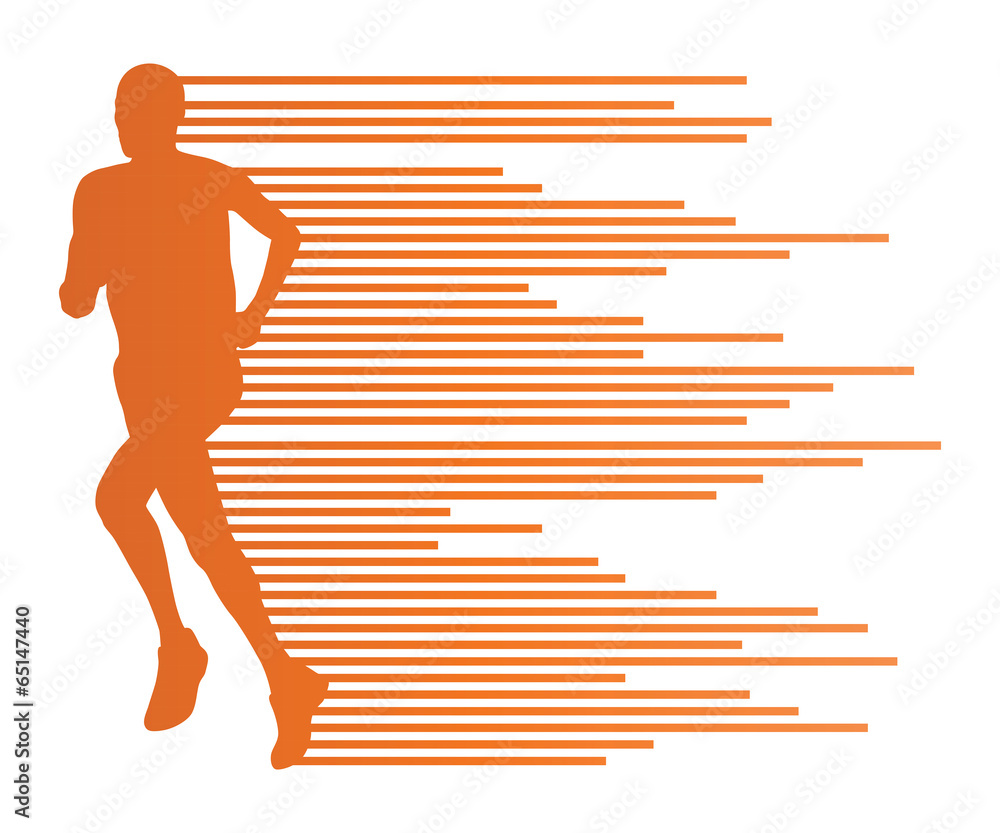 Man runner silhouette vector background template concept made of