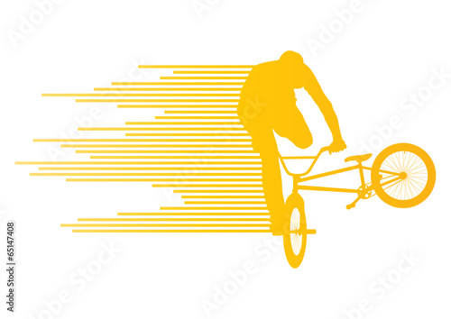 Extreme cyclists bicycle rider active teenager sport silhouettes