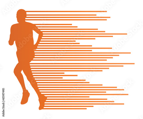 Man runner silhouette vector background template concept made of