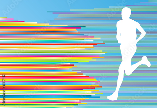 Man runner silhouette vector background template concept