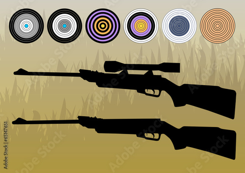 Crosshairs, targets vector background concept with rifle silhoue