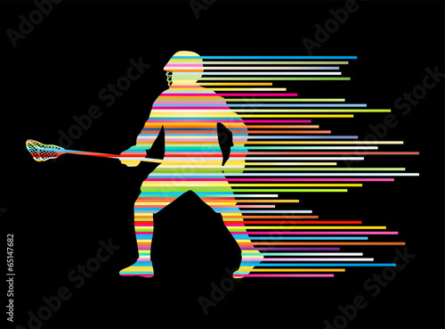 Lacrosse player in action vector background concept made of stri