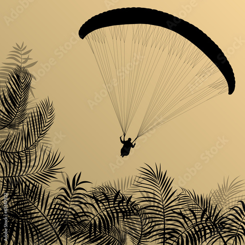 Paragliding active sport background landscape concept vector