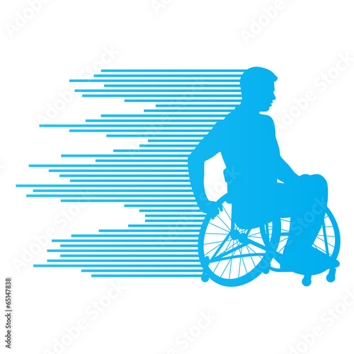 Man in wheelchair disabled people concept made of stripes vector