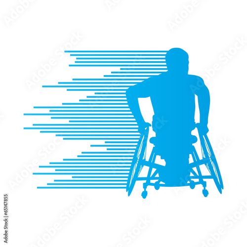 Man in wheelchair disabled people concept made of stripes vector