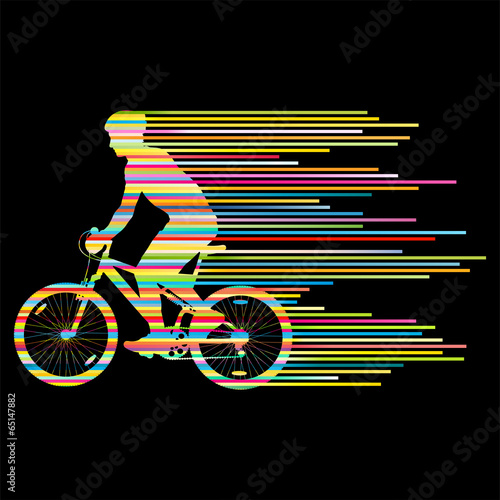 Cyclist vector background concept made of stripes
