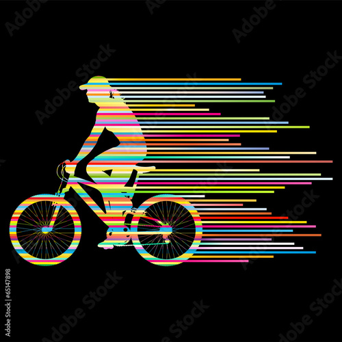 Cyclist vector background concept made of stripes