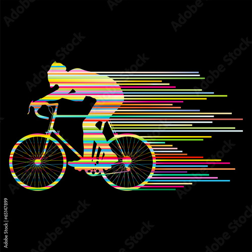 Cyclist vector background concept made of stripes