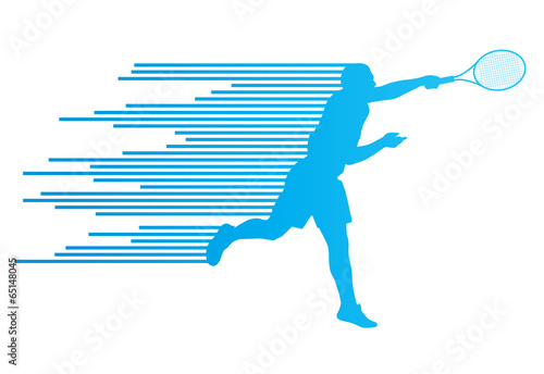 Tennis player abstract vector background concept made of stripes