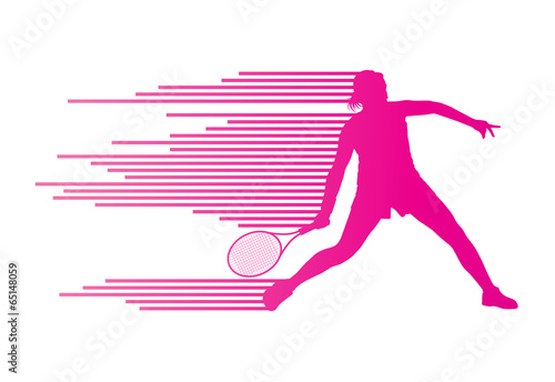 Tennis player abstract vector background concept made of stripes