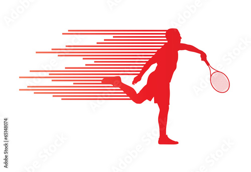 Tennis player abstract vector background concept made of stripes