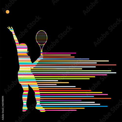 Tennis player abstract vector background concept made of stripes