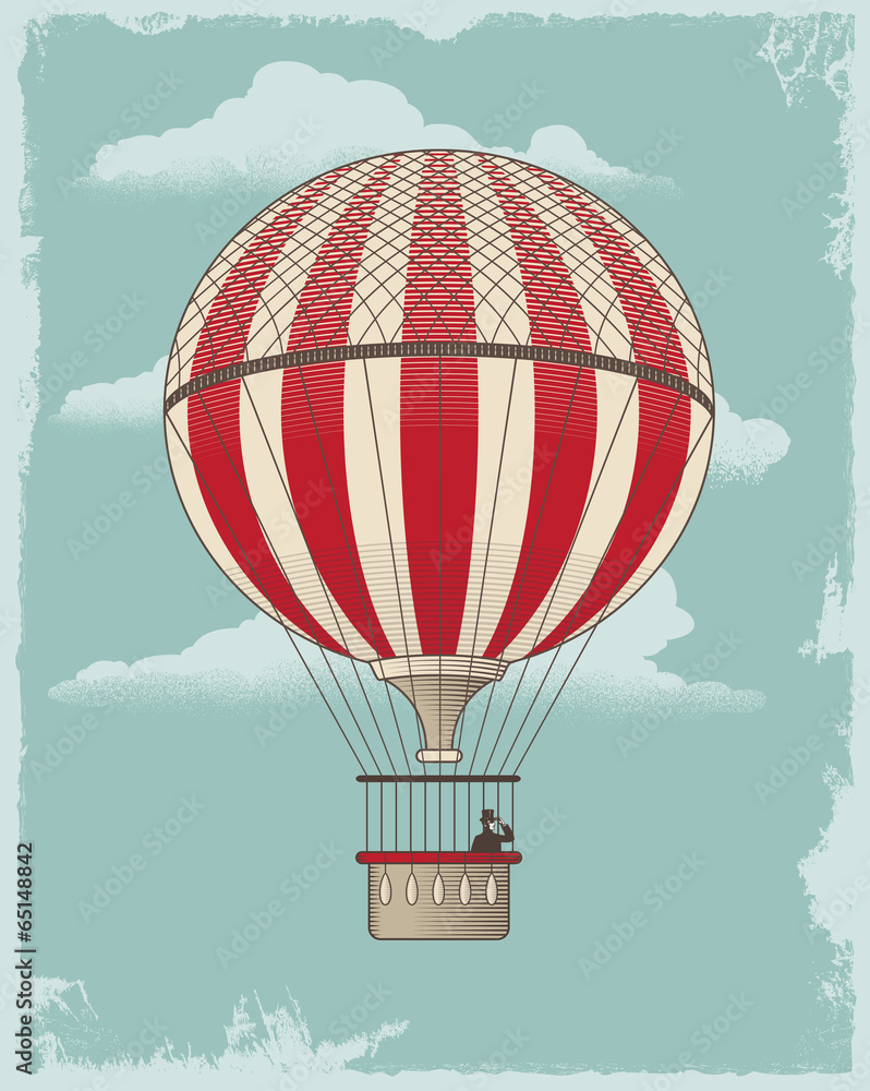 Obraz premium Vintage retro hot air balloon - vector design