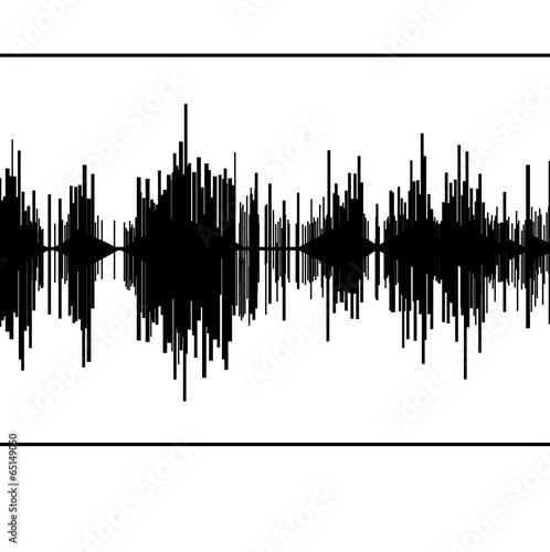 Abstract black seismogram on white  paper background