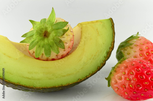 Avocado and strawberry isolated