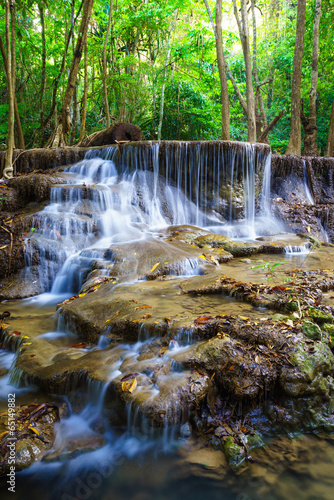 Fototapeta Naklejka Na Ścianę i Meble -  Deep forest Waterfall in Kanchanaburi, Thailand