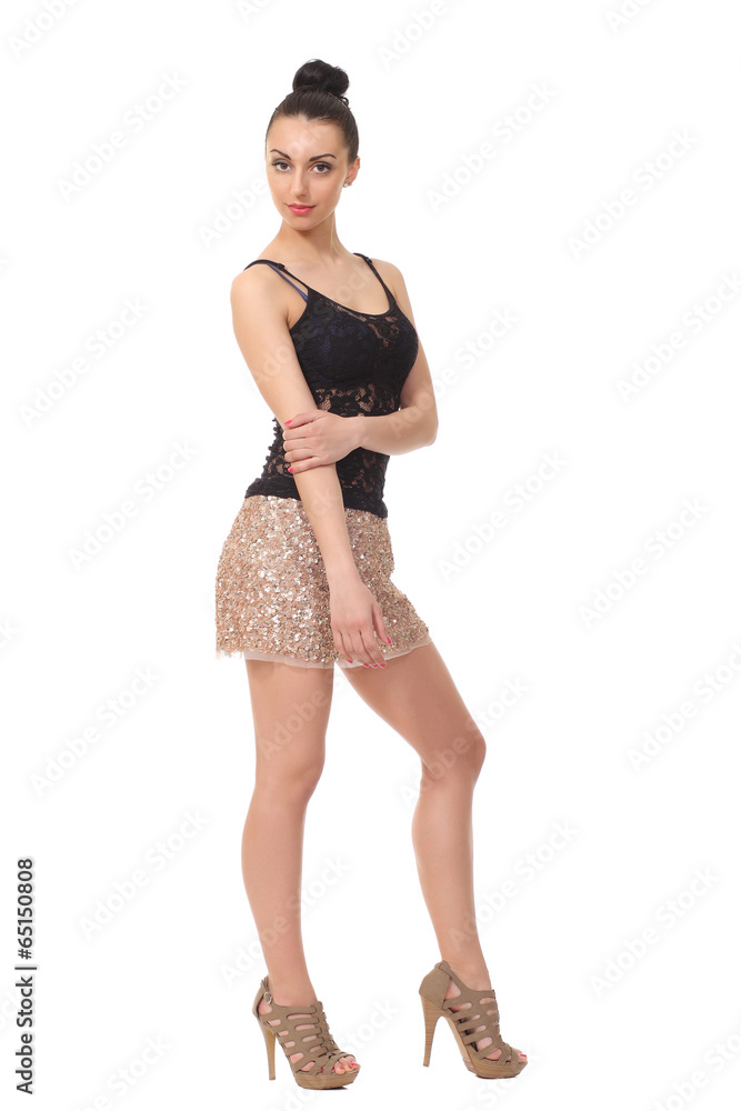 Beautiful sexy girl posing on a white background Beautiful sexy girl posing on a white background