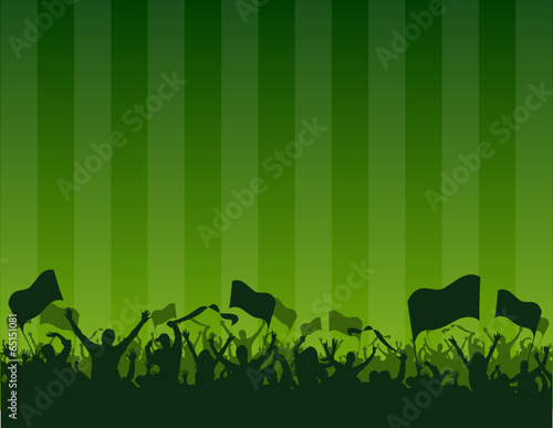 green background fans flags