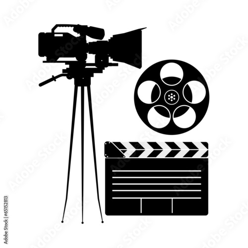 Set Of Black And White Movie Related Icons
