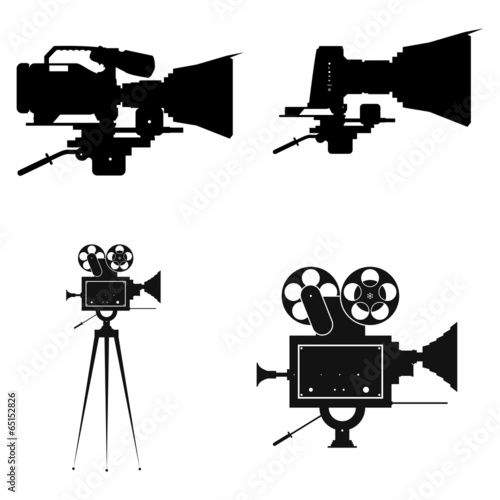 Set Of Black And White Movie Related Icons
