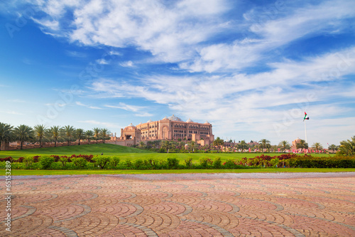 Emirates Palace and gardens in Abu Dhabi, UAE photo