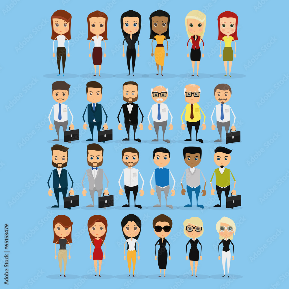 Set Of Funny Office Characters Isolated On Background Set Of Funny Office Characters Isolated On Background